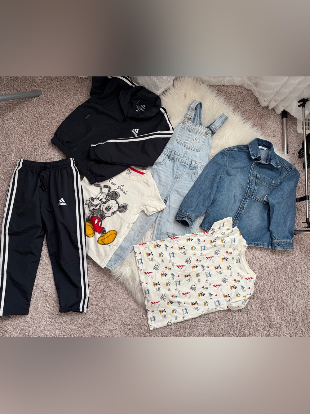 Kids 3-Stripe Track Jacket and Pants Set Black & Blue some are brand new